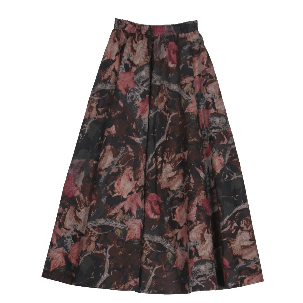 Eid Muslim Print Long Skirt Women High Waist A Line Arab Casual Mid Length Ladies Summer Skirts Morocco Ramadan Dubai Saudi