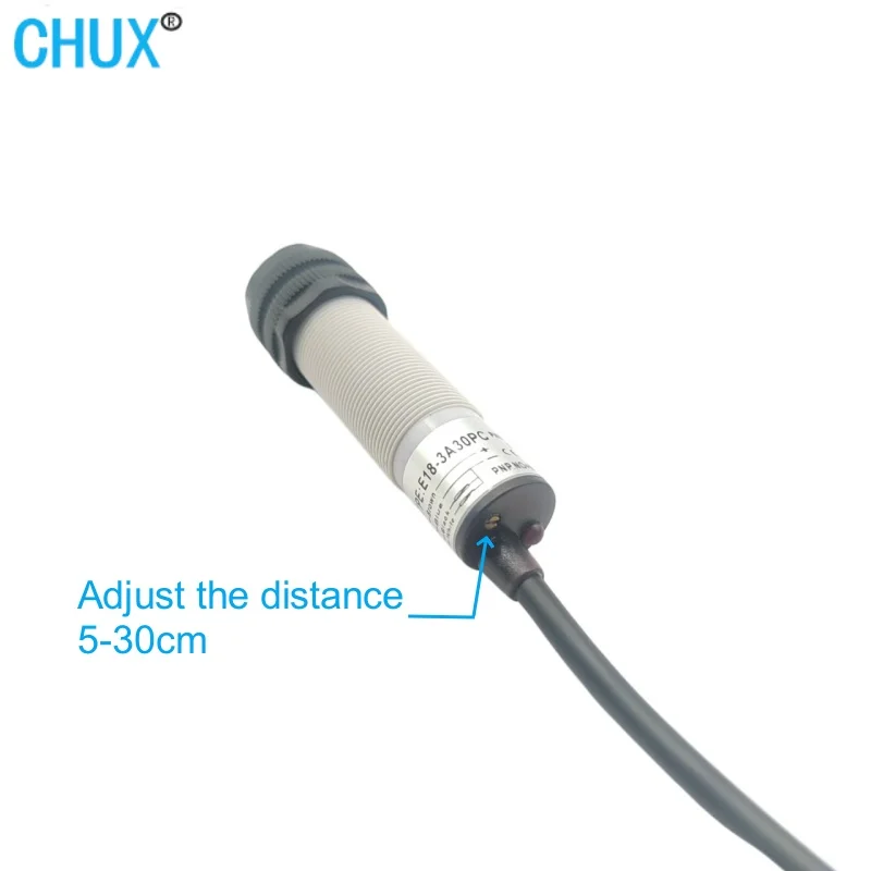 

CHUX E3F диффузный тип инфракрасный фотоэлектрический сенсорный переключатель Npn PNP 10 см 30 см 70 см расстояние 24 В E18 фотопозиционный переключатель