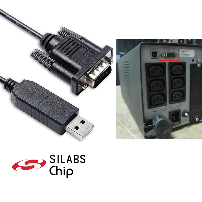 APC Smart UPS DB9 Cable CP2102 USB RS232 Serial to 9 Pin D-Sub Male Cable 940-0024C Support Windows 7/8/10 Mac Linux