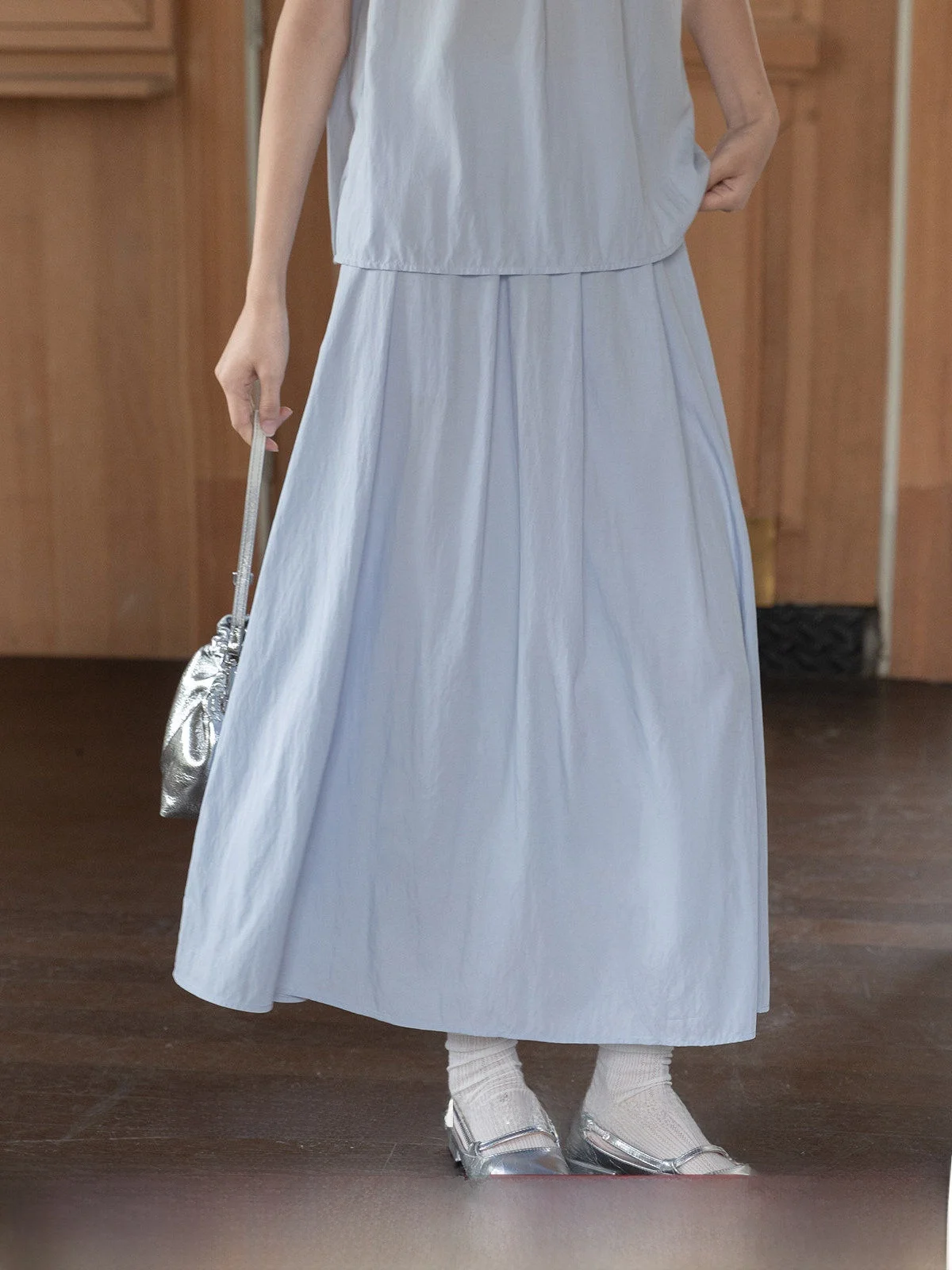 

Ele High Waist Midi Skirt Blue Commute Sle Women's Faion A-Line Midi Skirt Summer New Arrival by Xujing