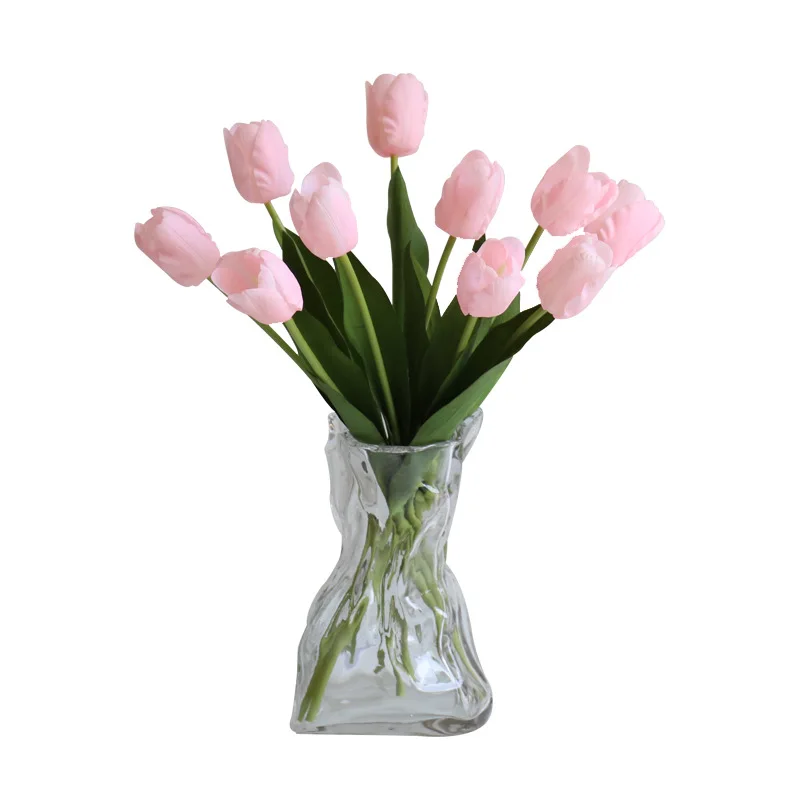 Living room decoration ornament wedding fake flower ins photo props feel moisturizing tulip simulation flower, 10 pcs