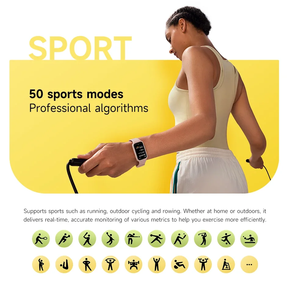 الإصدار العالمي من سوار Xiaomi Mi Band 9 Active 8 أيام عمر البطارية بشاشة 1.47 بوصة 60 هرتز 50 وضعًا رياضيًا Mi Fitness Smart Band