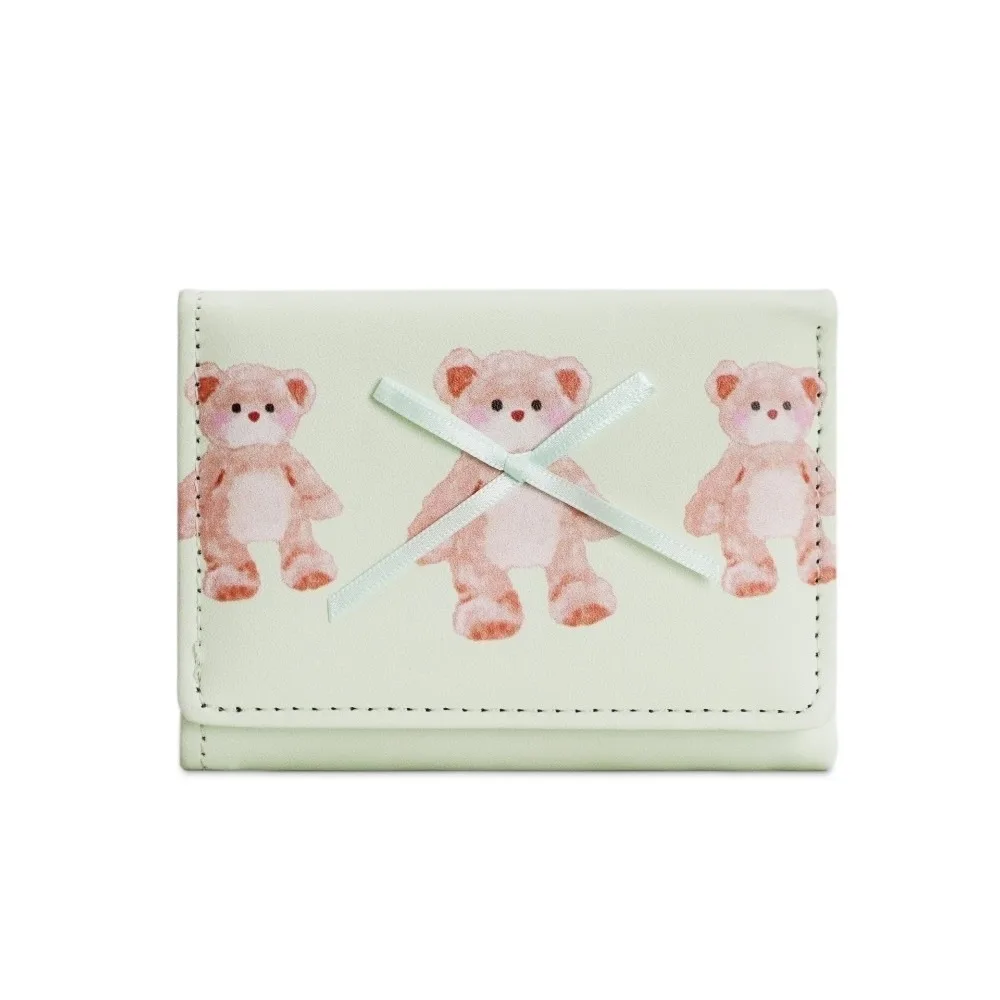 

New Cute Bear Bow Coin Purse Portable Folding Mini Wallets Tri-fold Multi-Slot Coin Pouch Gift