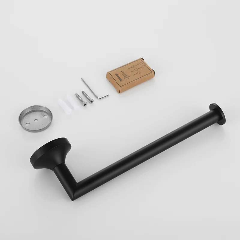 مجموعة إكسسوارات الحمام باللون الأسود من SimpleStyle - حامل ورق المرحاض، خطاف جداري، شماعة من الفولاذ المقاوم للصدأ