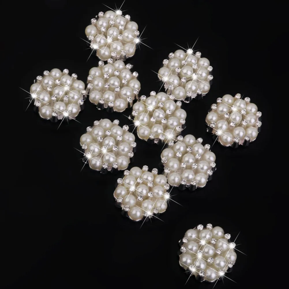 

10 Pcs Decorative Buckle Hairband Decoration Pearl Embellishment Rhinestone Glue