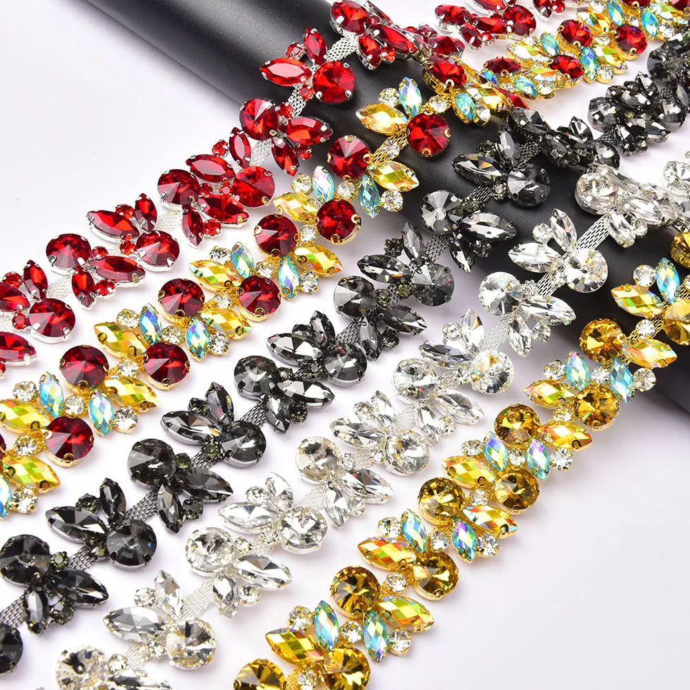 3Cm Beautiful Crystal Rhinestone Chain Trimming Dense Diamond Diy Craft Clothing Waist Belt Neckline Applique Shoe Accessories