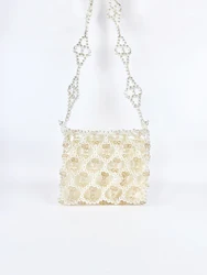 Fashionable and Elegant Transparent Acrylic Pearl Bead Weaving Large Capacity Versatile One Shoulder Crossbody Bag