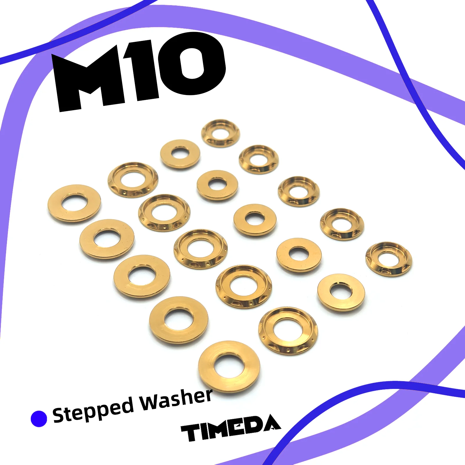 M10 Titanium Flanged Washers GR5 Ti-6Al-4V for Motorcycle MTB Bicycle E-Bike Bolt Dress-up Lightweight Corrosion Resistant
