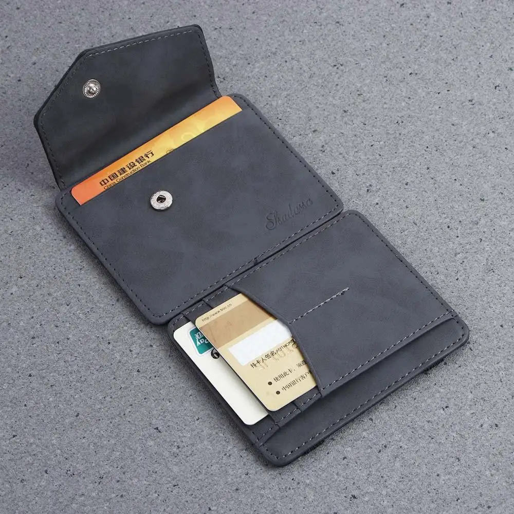 Funda de cuero PU portátil para tarjetas bancarias, billetera mágica, Mini monedero, clips para dinero, billetera para hombres