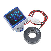 AC 50-500V 0-100A Square LED Digital Voltmeter Ammeter 110V 220V Voltage Current Meter Voltammeter Car Volt Amp Tester Detector