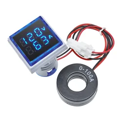 AC 50-500V 0-100A Square LED Digital Voltmeter Ammeter 110V 220V Voltage Current Meter Voltammeter Car Volt Amp Tester Detector