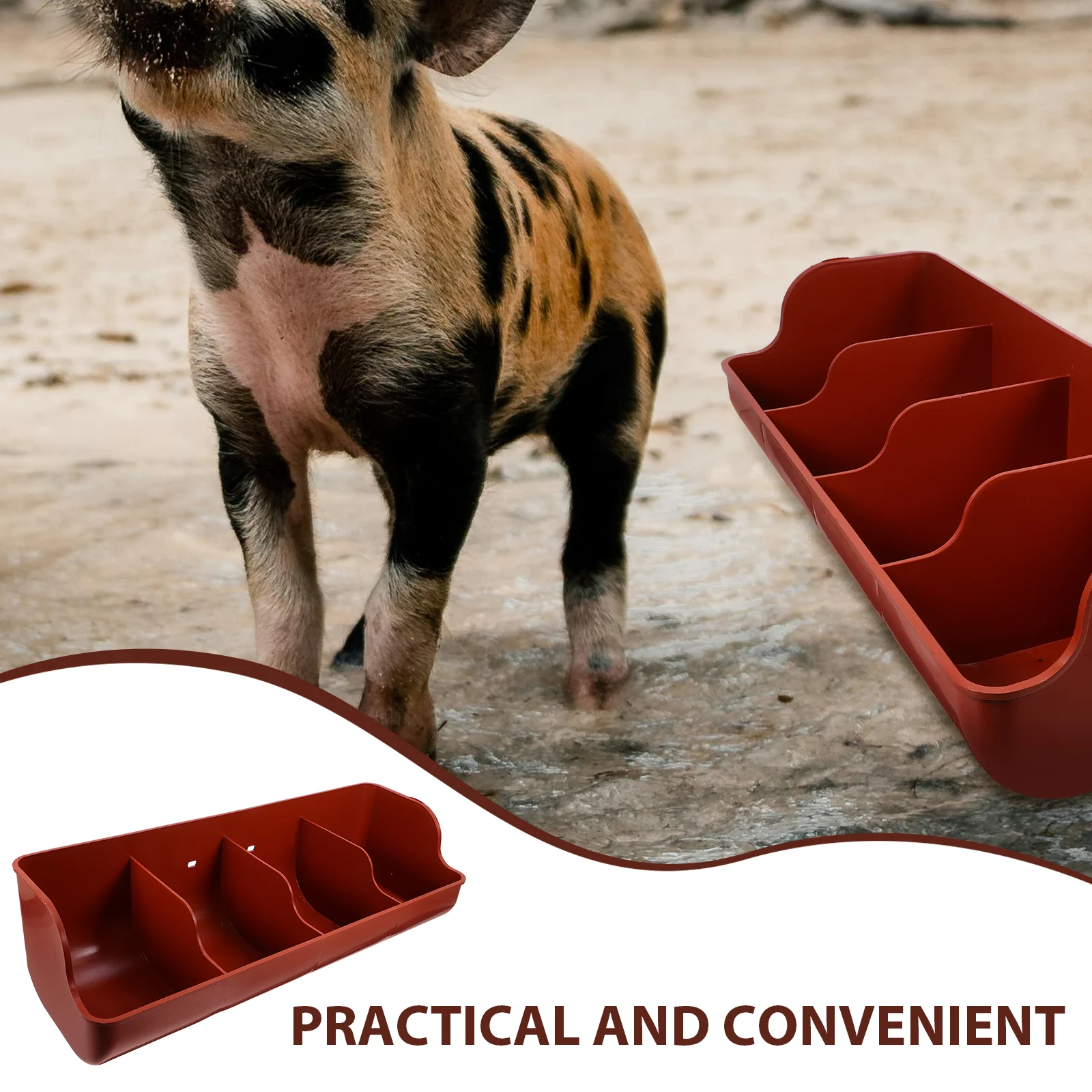 

Sturdy Multi-Compartments Pig Feeder Heavy Duty Livestock Trough Practical Farmhouse Pet Feeding Holder Durable Goat Horse