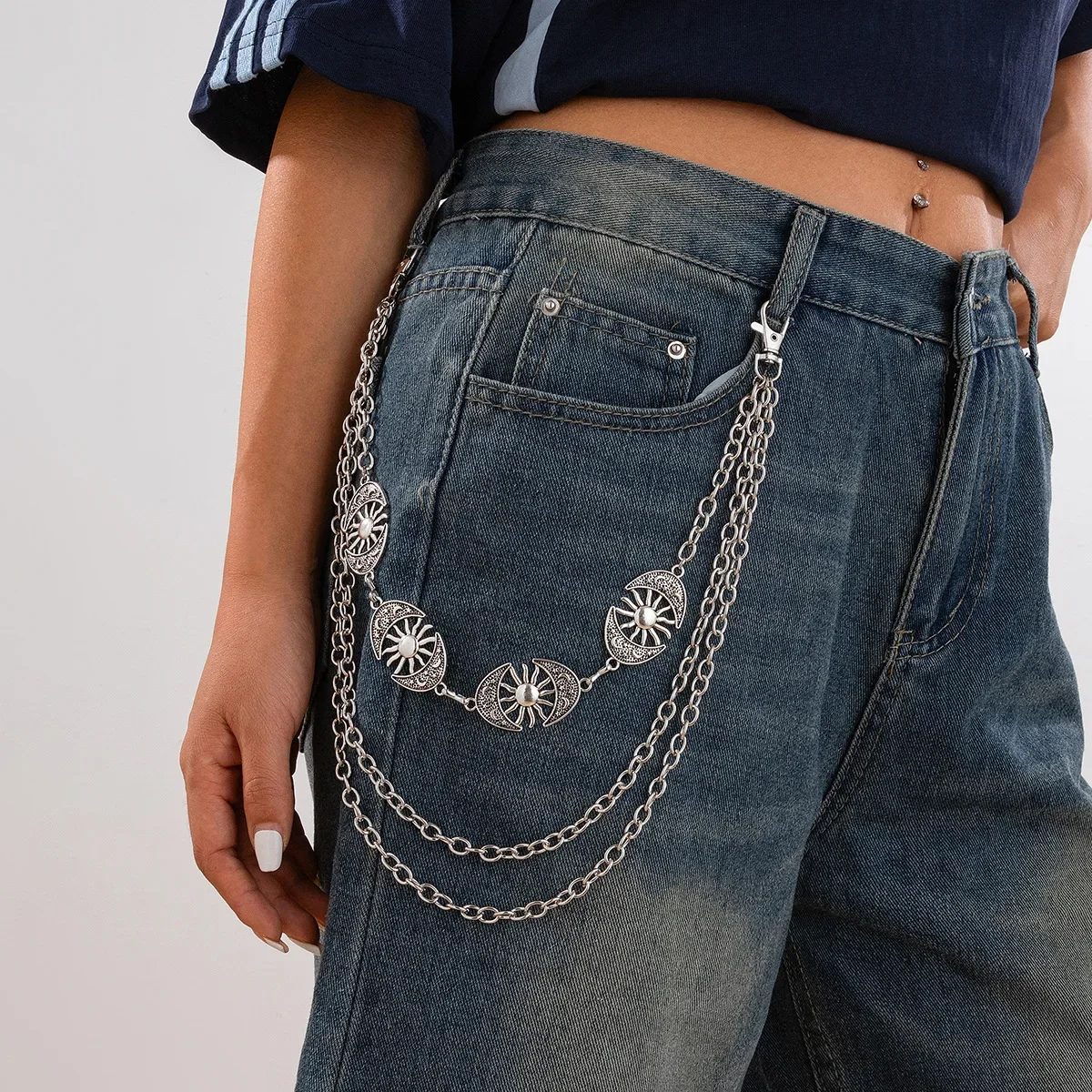 Punk Style Belly Chain Jewelry and Accessories Street Women's Belts Crescent Mushroom Waist Apparel Cross Trouser Wholesale Belt