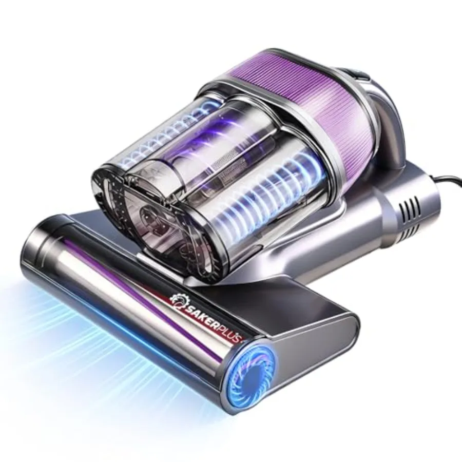 Powerful Bed Vacuum Cleaner 16KPa Mattress Vacuum with 36 000 Pulses/Min Beating 140F Warm Air 3-Cup Cyclone System Smart Displ