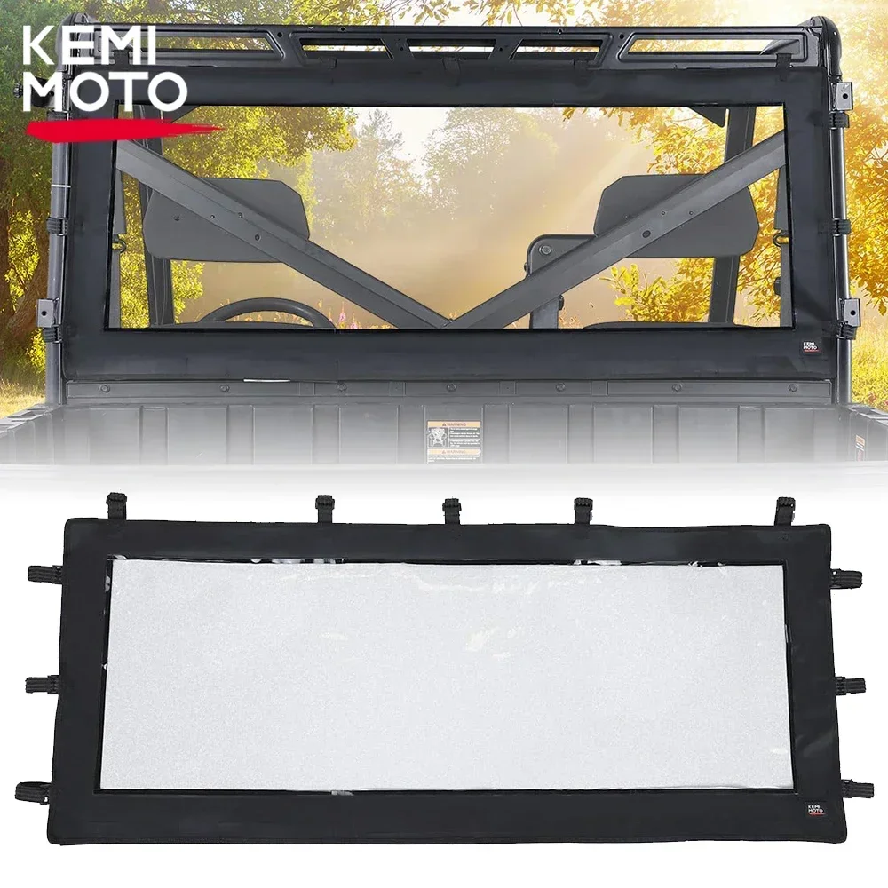 KEMIMOTO UTV Soft Rear Back Windshield PVC Waterproof Panel Sunshade Compatible with Polaris Ranger XP 1000 / XP 900 2013-2024