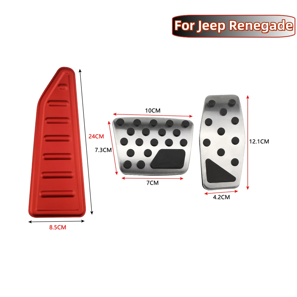 Capa Protetora para Pedais de Carro (Acelerador, Freio e Apoio de Pé) para Jeep Renegade 2014 - 2025 LHD - Acessórios Internos