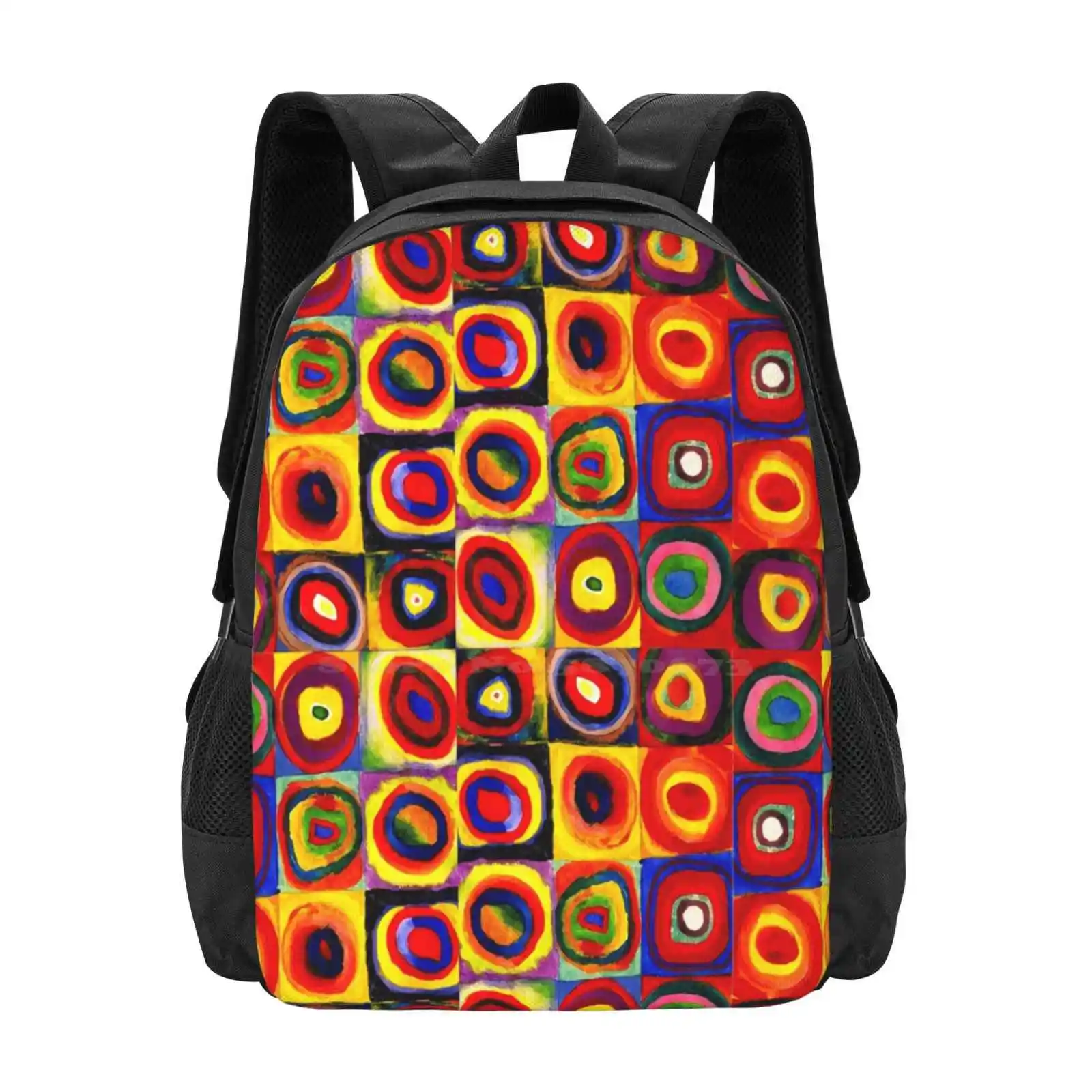 Kandinsky Modern Squares Circles Colorful School Bags Travel Laptop Backpack Doodlefly Abstract Art Fabstudie Quadrate Circles