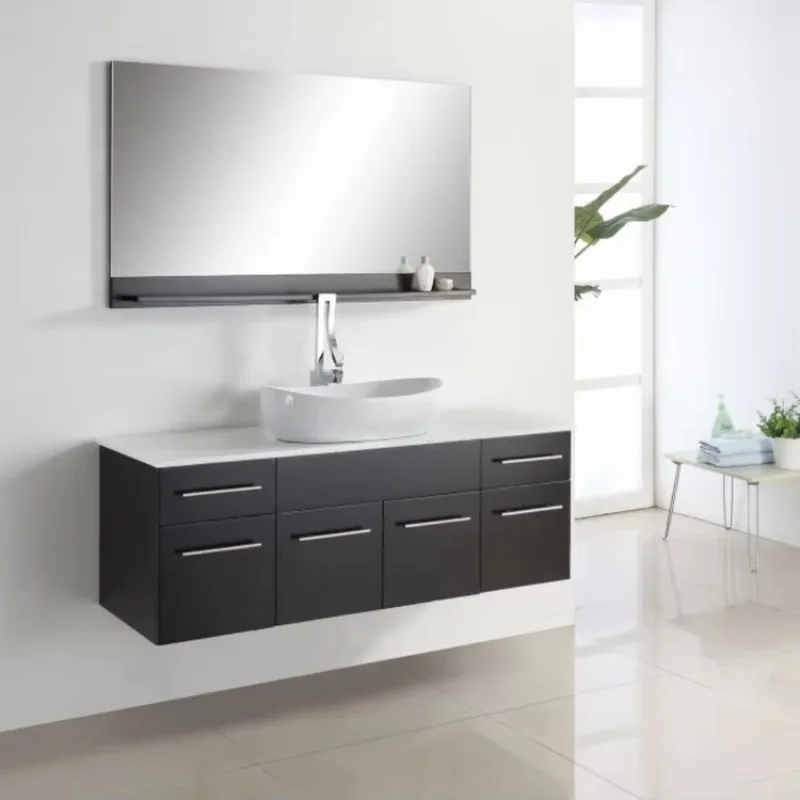 

Single basin wall mounted modern cabinet with mirror bathroom vanity cabinet with sink