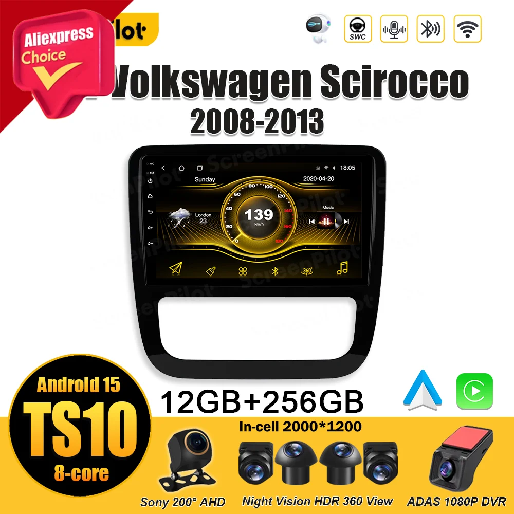 

Android 15 For VW Volkswagen Scirocco 2008-2013 Car Radio Multimedia Video Player Stereo Head Unit Touch Screen Mirror Link Wifi