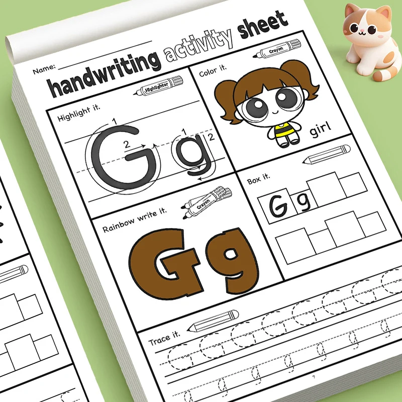 Kids Beginner ABC Tracing Letters Educational Workbook, Step-by-Step Handwriting Practice and Animal Word Matching Worksheets
