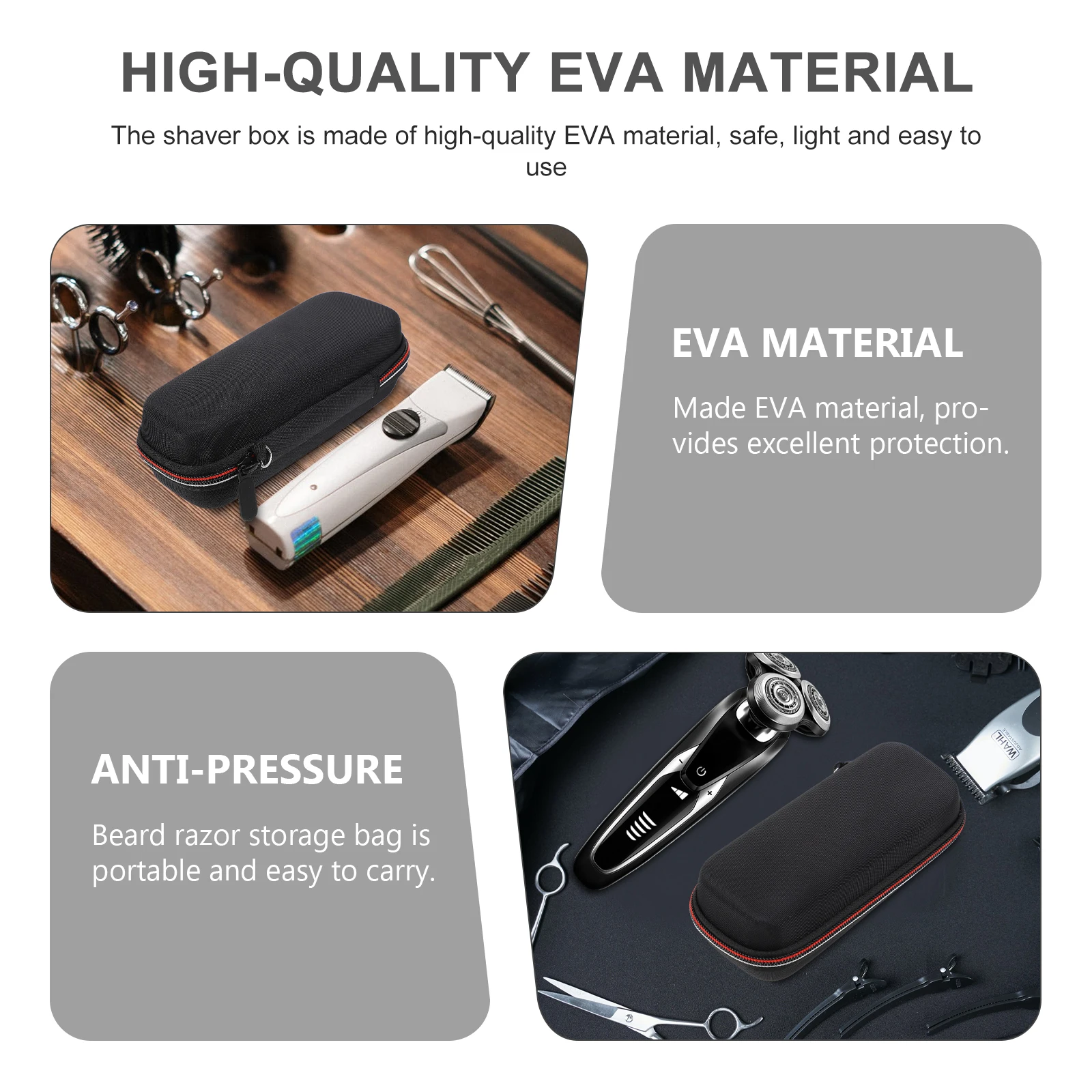 

Shaver Storage Box Travel Use Portable Razor Bag Shockproof Men Shaver Organizer Anti-Pressure Scratch Resistant Razor Travel