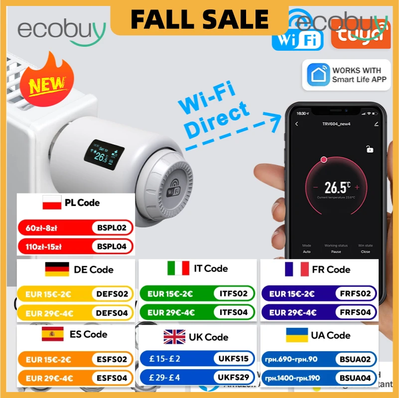 

Умный термостатический радиаторный клапан Tuya, Wi-Fi TRV, клапан радиатора, термостат, Wi-Fi, регулятор температуры Alexa Google Home