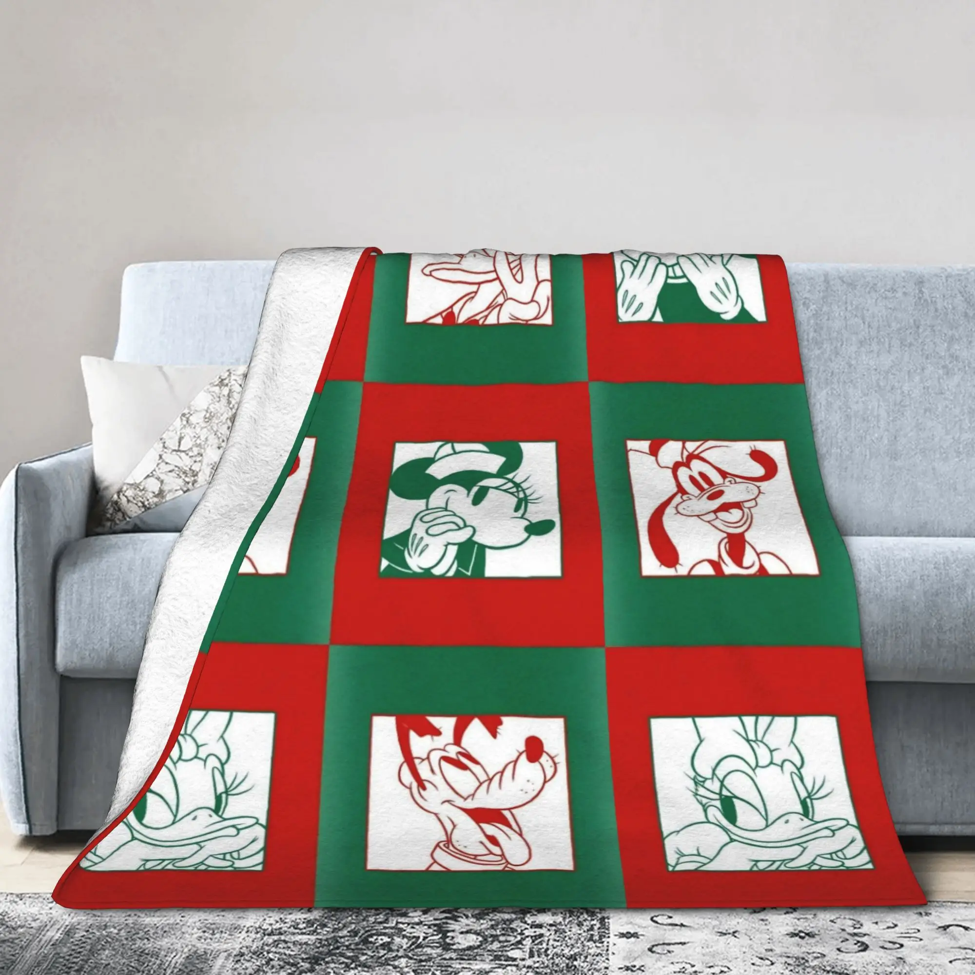 

Mickey Family Christmas Blanket Velvet Printed Multifunction Ultra-Soft Throw Blanket for Home Couch Quilt