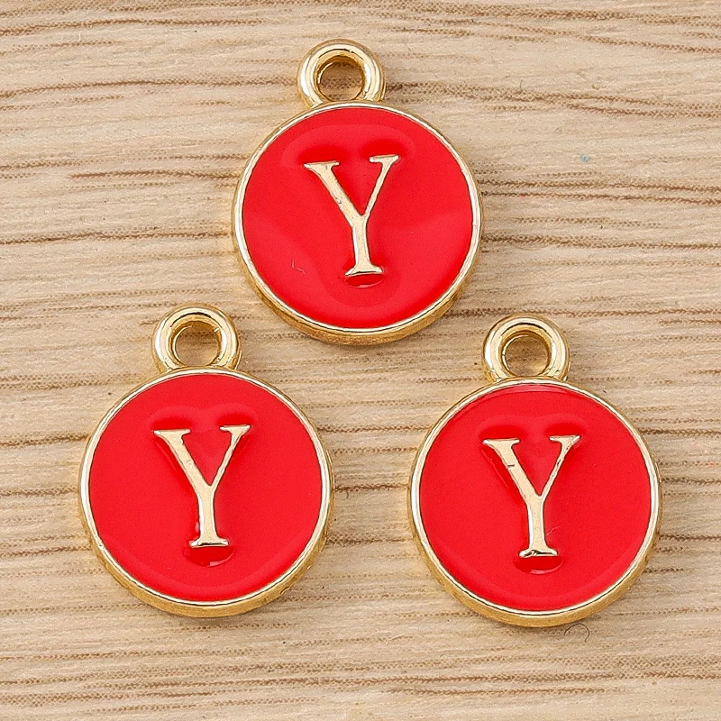 10 Stück 11x14mm Niedliche Emaille-Buchstabenanhänger A-Z für Schmuckherstellung, Ohrringe, Anhänger, Halsketten, DIY-Bastelbedarf – Detail 27