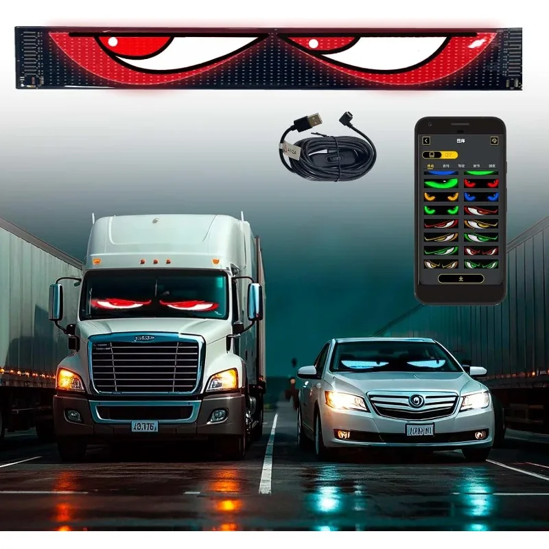 

2PCS Devil Eyes Light Programmable LED Display Flexible Soft Screen Dynamic LED Car Sign APP Control Remote for Cars Windshield