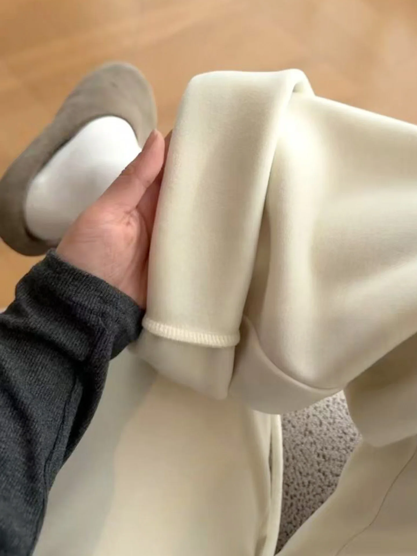 Pantaloni Larghi Bianchi Foderati in Pile per Donna, Vita Bassa, per Yoga e Sport, Pantaloni Casual a Gamba Dritta con Vita Alta e Cordoncino