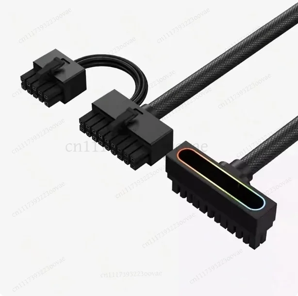 LK_90 Degree Elbow 24 Pin Motherboard Extension Cable ARGB Sync Power Supply Wire One to One Connection