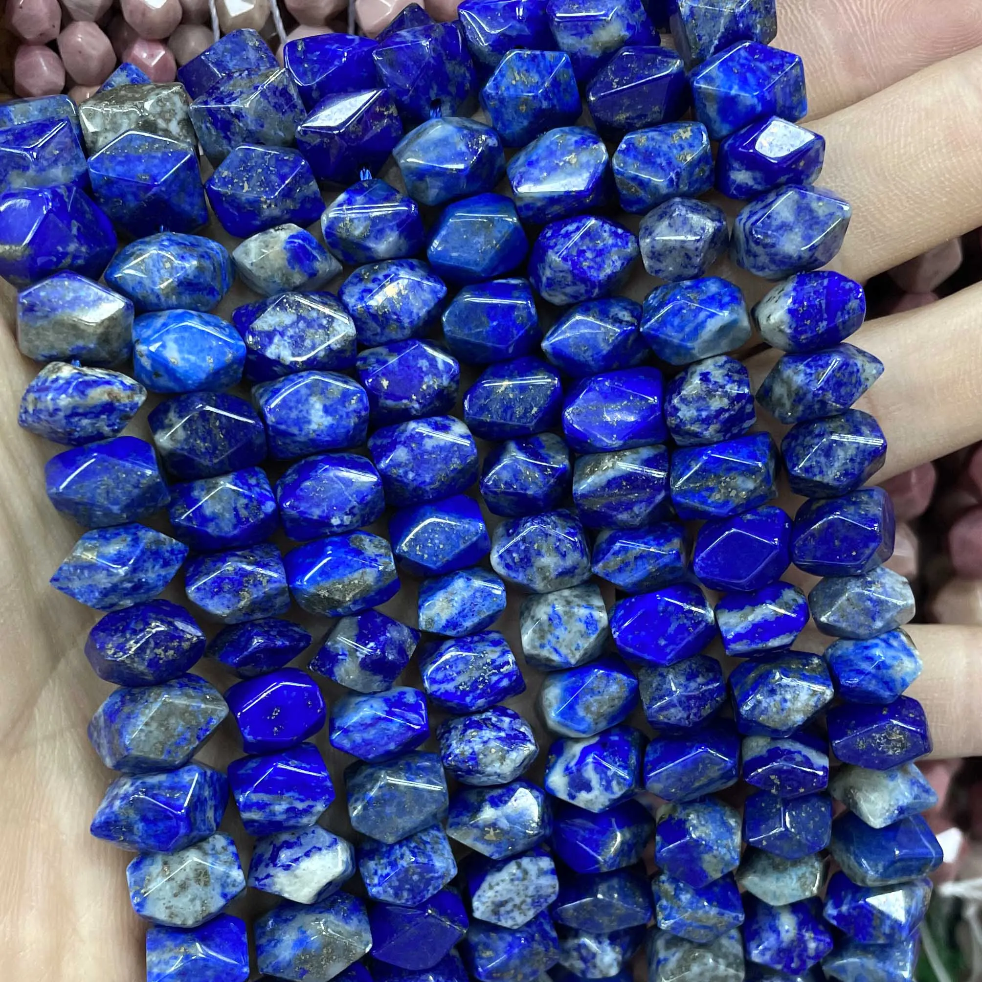 Natural Stone Lapis Lazuli Faceted Rondelle Square Irregular Spacer Beads For Jewelry Making Diy Bracelet Necklace Accessories