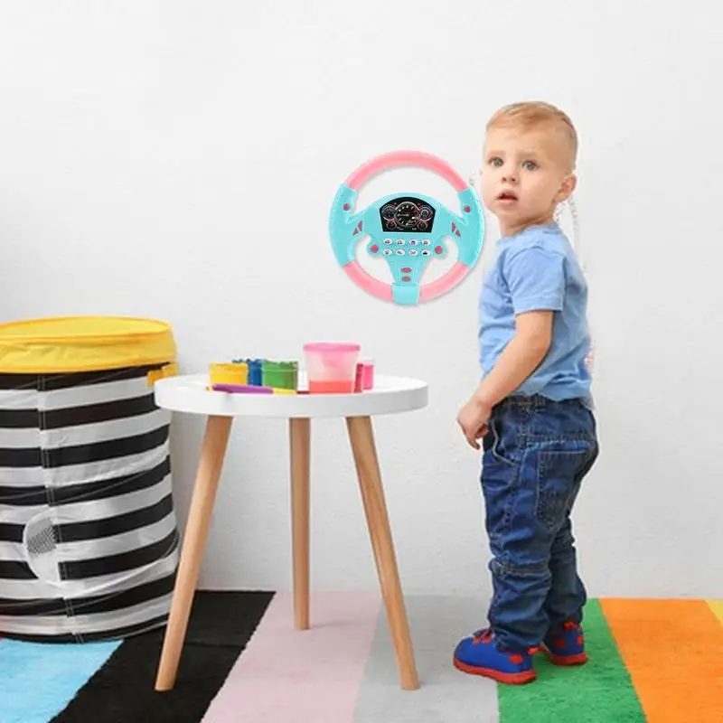 Il pilota dell'auto simula il volante di guida Giocattoli elettrici per bambini con il suono Passeggino educativo musicale per bambini che guidano giocattoli vocali