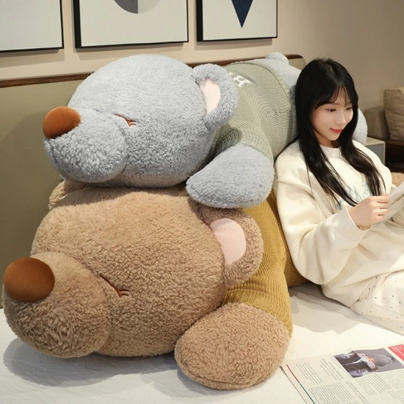 Giant Lying Bear Plush Toy Soft Fluffy Stuffed Bear Pillow Cushion Bedtime Hugging Pillow Girls Bedroom Sofa Decor Toy Gift