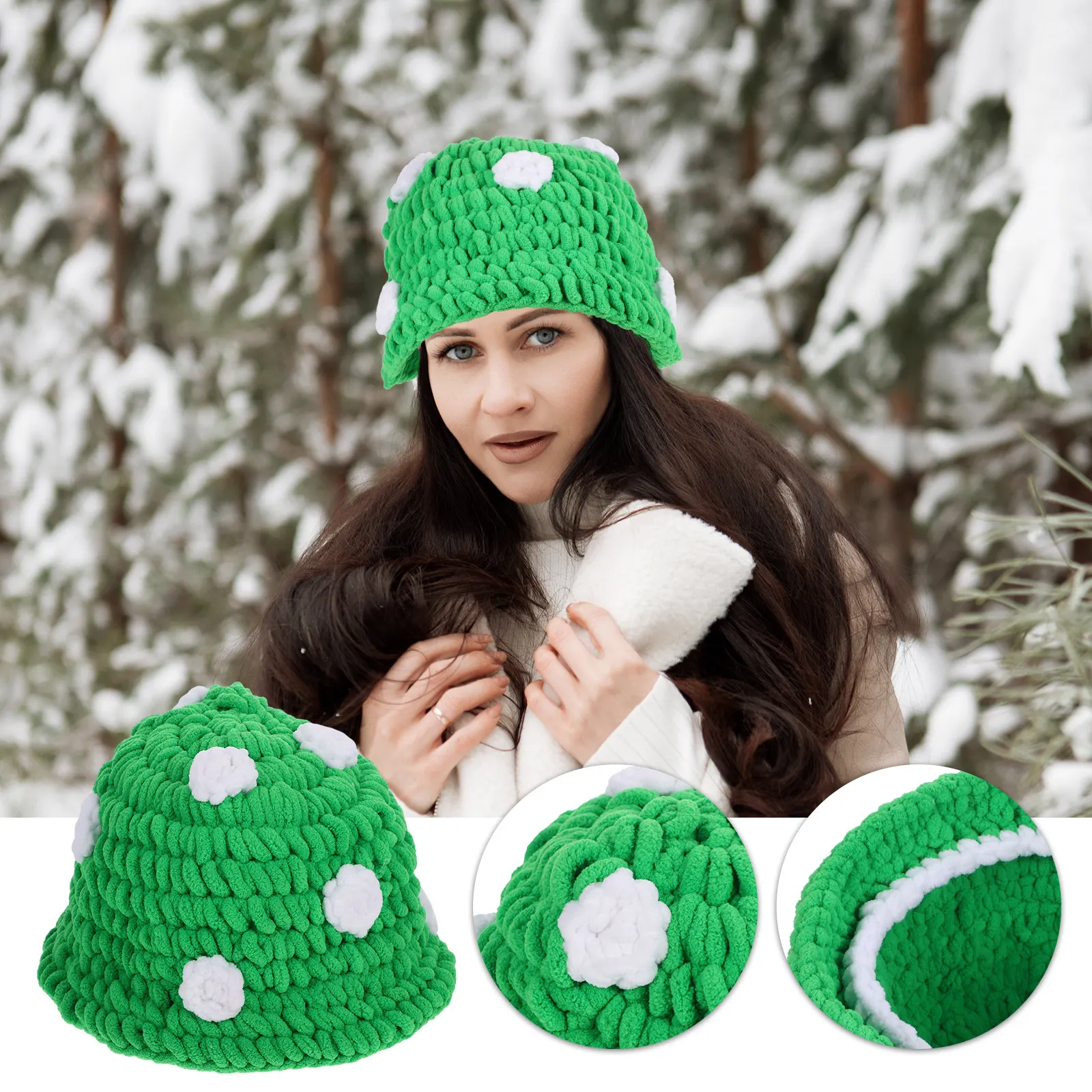 Mushroom Hat Knitted Unique Design Adorable Shape Warm Comfortable Party Stage Photography Accessory Novelty Costume Cap for Men