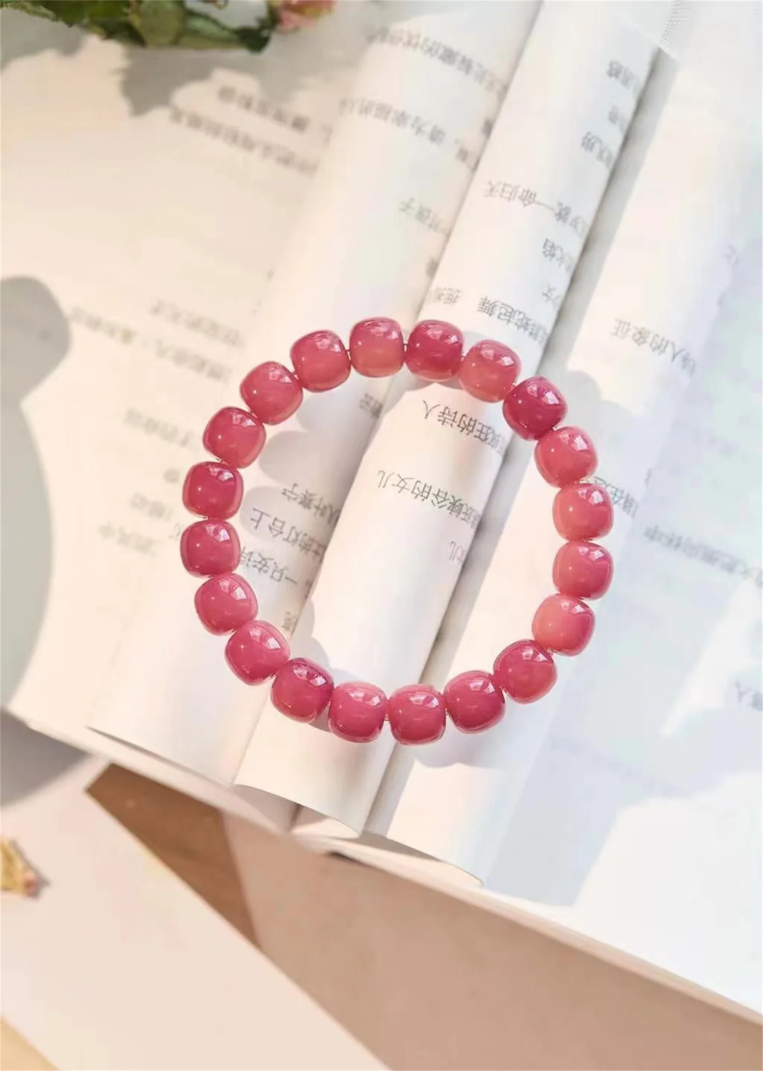 1pcs/lot Lovely beautiful heart rose flower color bead bracelet Gifts for girls Natural linden root plant woody Premium charm