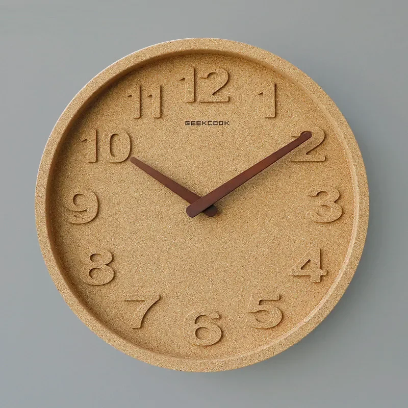Cork Simple Modern Wall Clocks Creative Solid Wood Pointer Art Living Room Wall Clocks Bedroom Gift Ideas Home Decoration