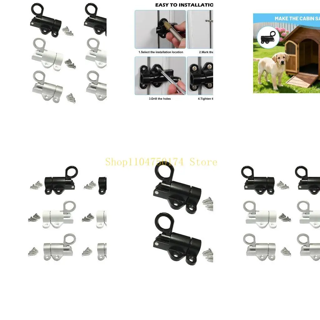 2Pcs Aluminum Alloy Door Security Latches Automatic Latches Lock Door Hardware Home Window Gate Security Pull Rings Top Sale