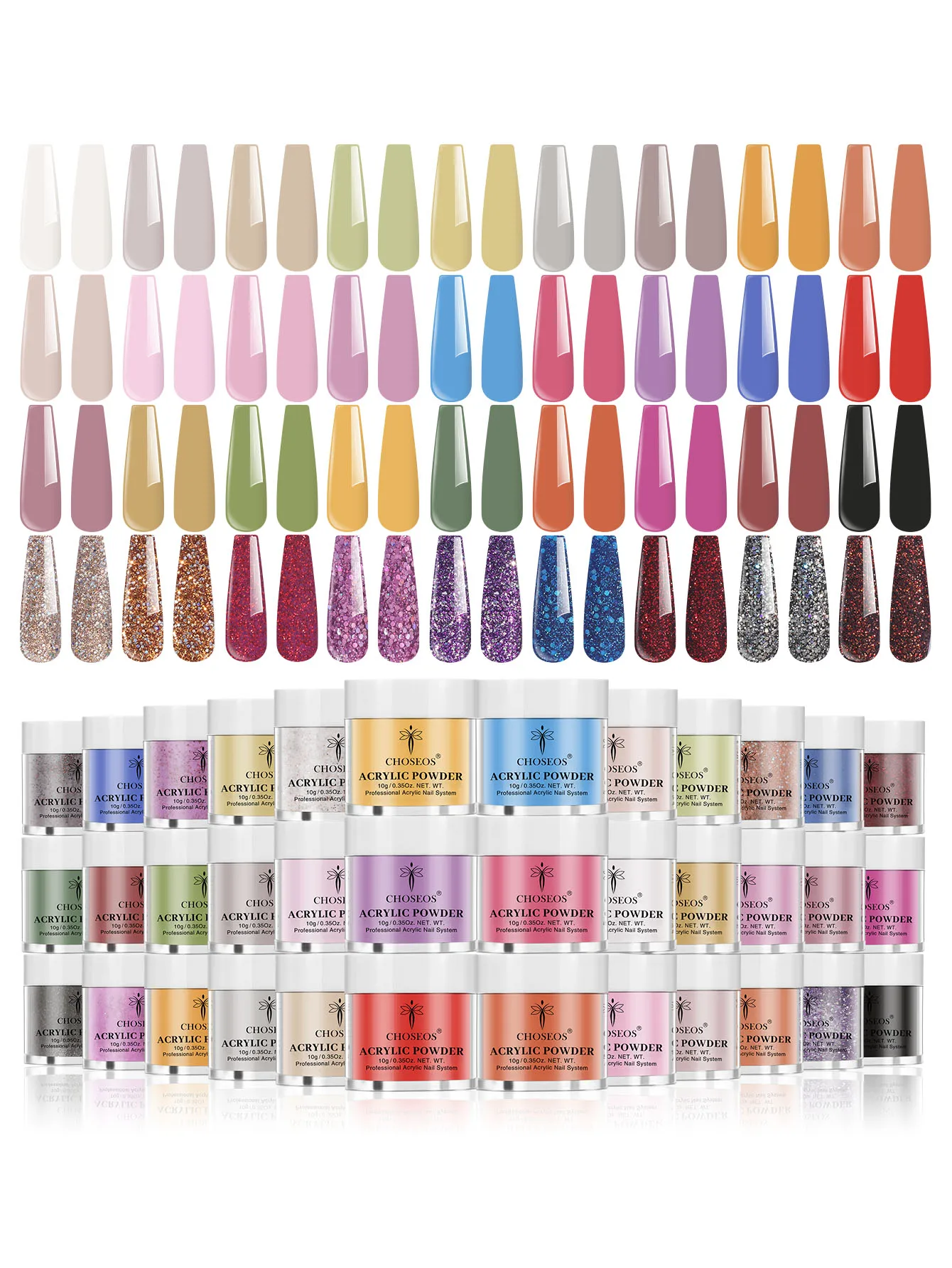 

36 Colors Acrylic Nail Powder (10g/0.35oz Jar) Professional Polymer DIY Nail Kit French Manicure Extension Kit