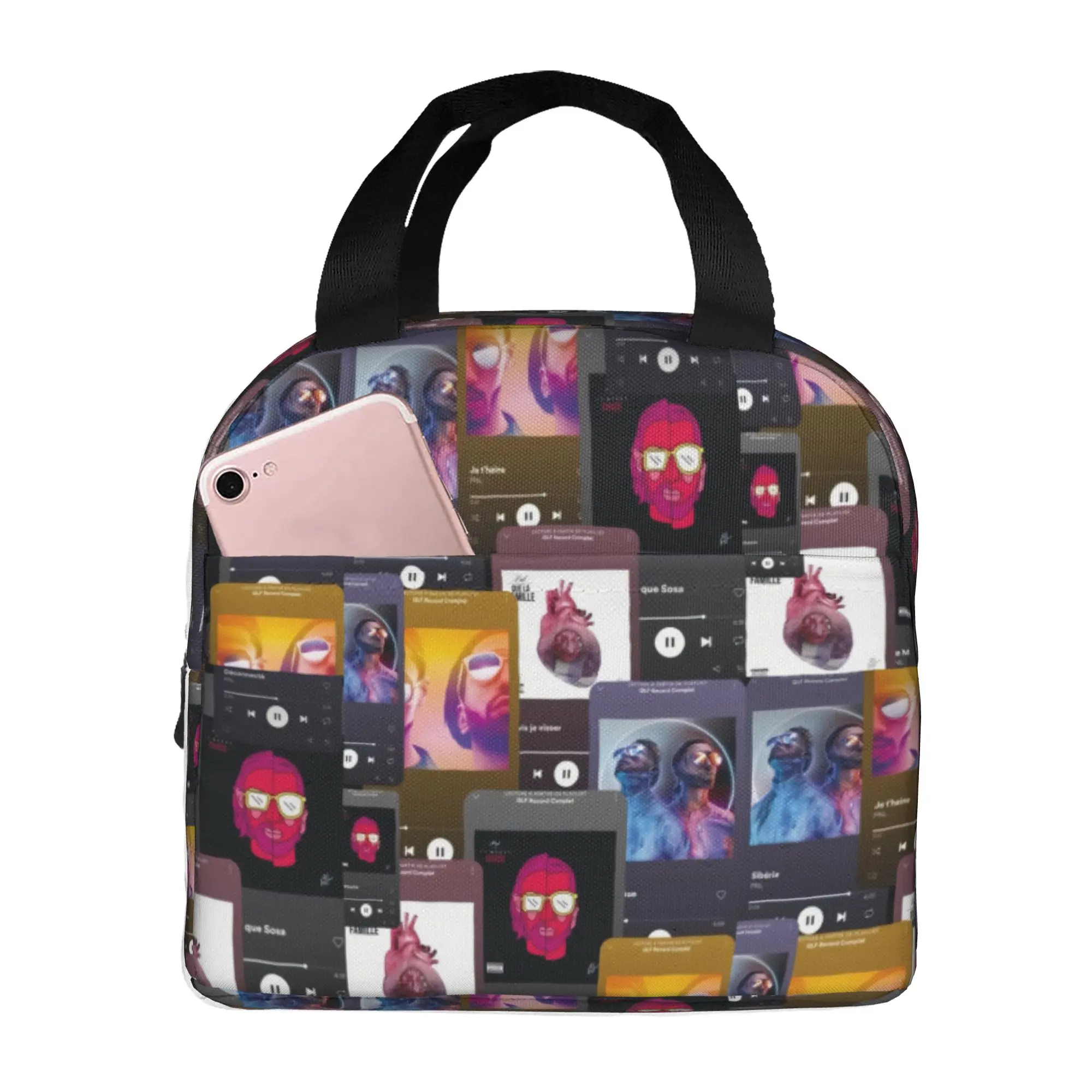 French Rapper PNL QLF Photo Collage Insulated Lunch Bag for Waterproof Le Monde Chico Cooler Thermal Lunch Box Office Work