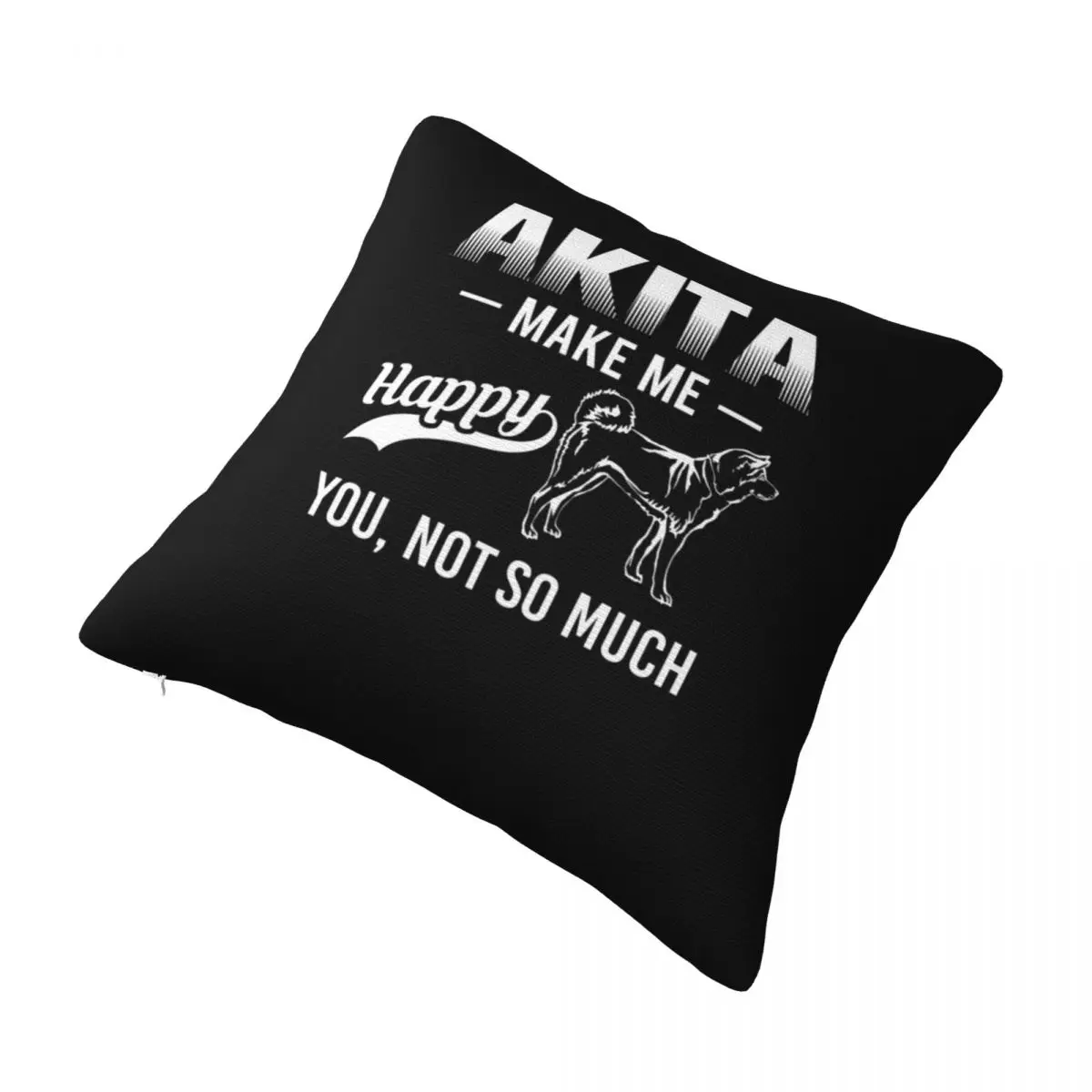 Akita Inu Pillow Case Makes me Happy Polyester Sofa Pillowcase Zipper Summer Colored Cover