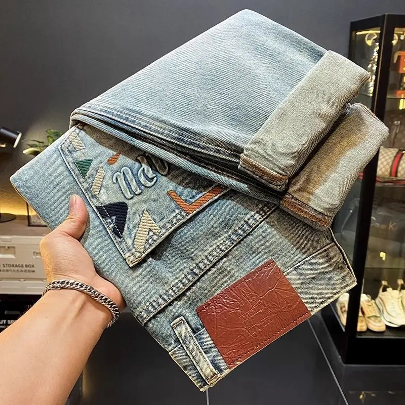 High-end Men's Jeans Straight Small Feet Spring Summer 2025 New Ruffian Handsome Harlan Casual Pants Cargo Jeans Streetwear Men