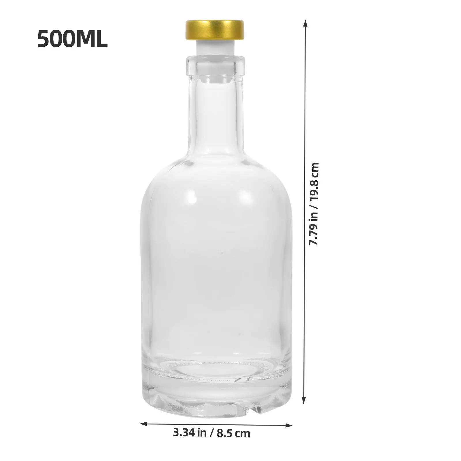 2Pcs Thickened Glass Wine Bottle 500Ml Wide Mouth Liquor Decanter Steady Anti-Slip Base for Home Bar Club Elegant Serving