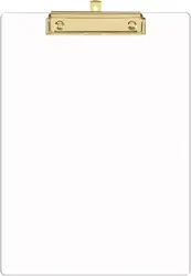 Thick Clear Acrylic Clipboard with Shinny Gold Finish Clip Durable Stylish Clipboard with Low Profile Clip