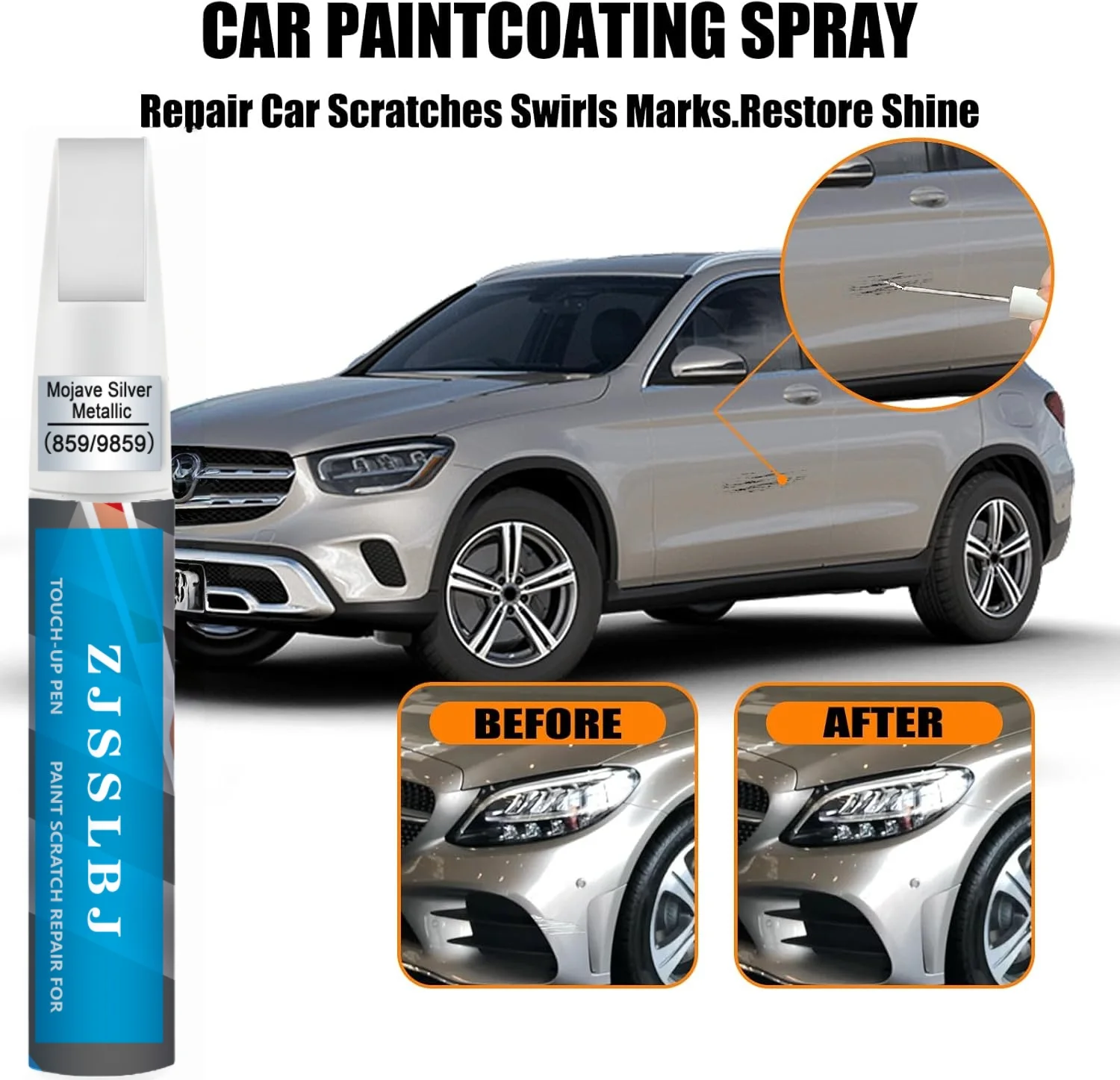 859/9859 Mojave Silver Metallic Compatible with Mercedes-Benz Exact Match Touch Up Paint Pen