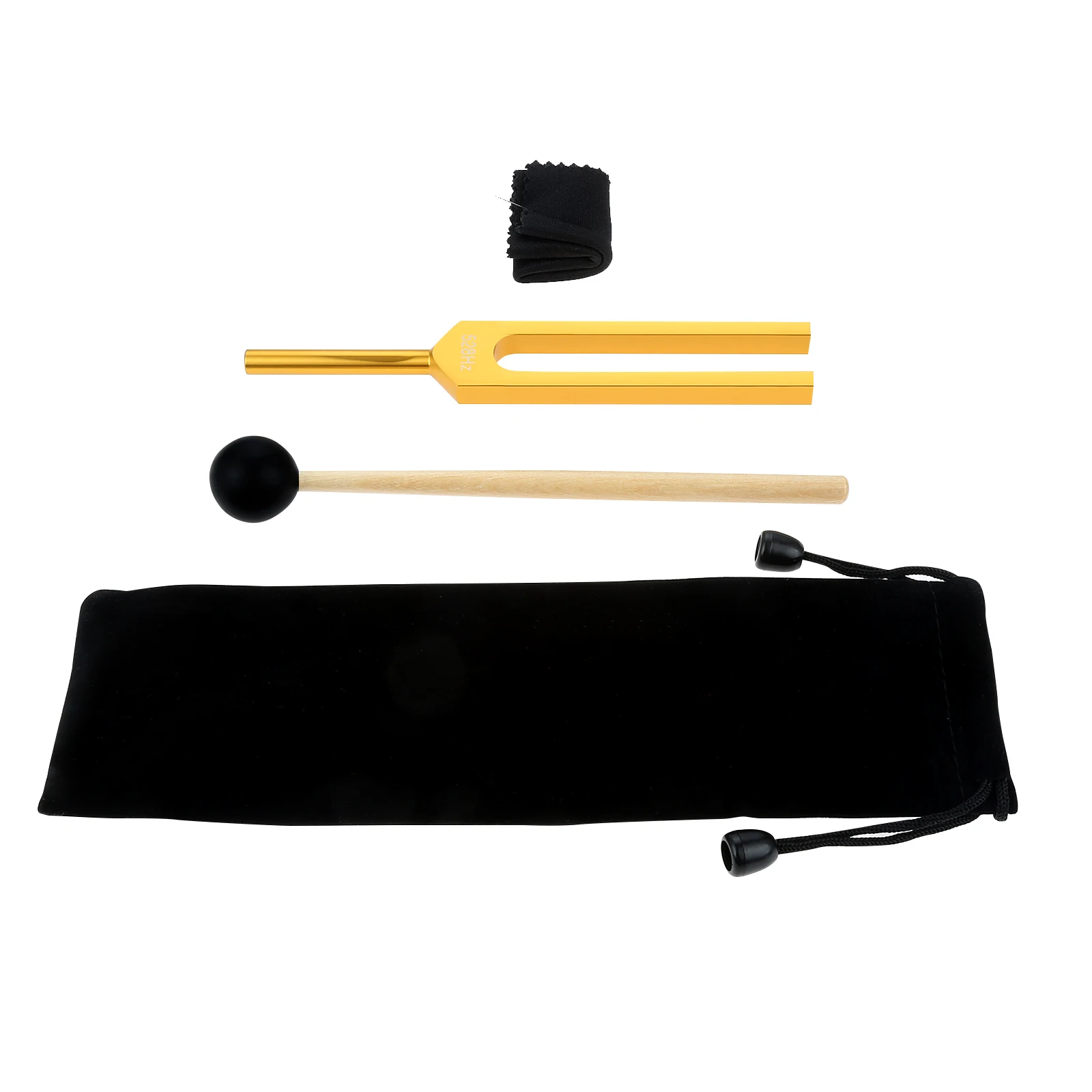 1Pc Gold 528Hz Tuning Fork Set with Hammer Cloth Storage Bag Replacement for Chakra Sound Therapy Meditation Repair Parts