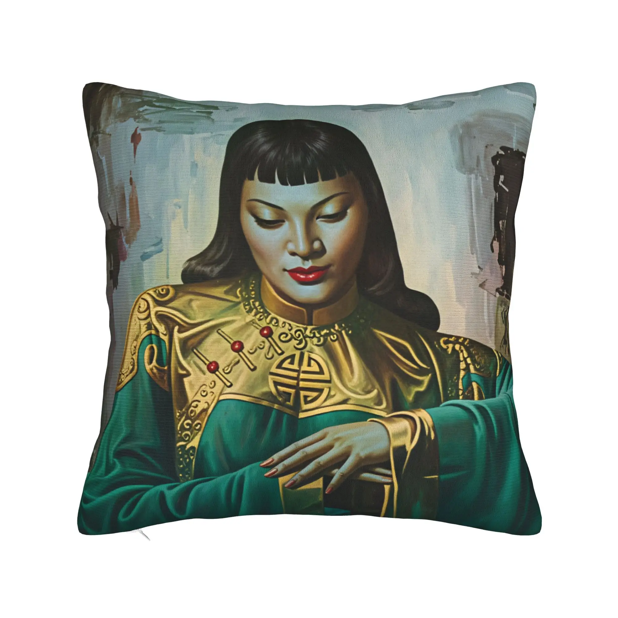 Pillow Case Miss Wong Vladimir Tretchikoff Comfy  Pillow Cover For Sofa Bedroom Home Decor Retro Trendy Pillowcases