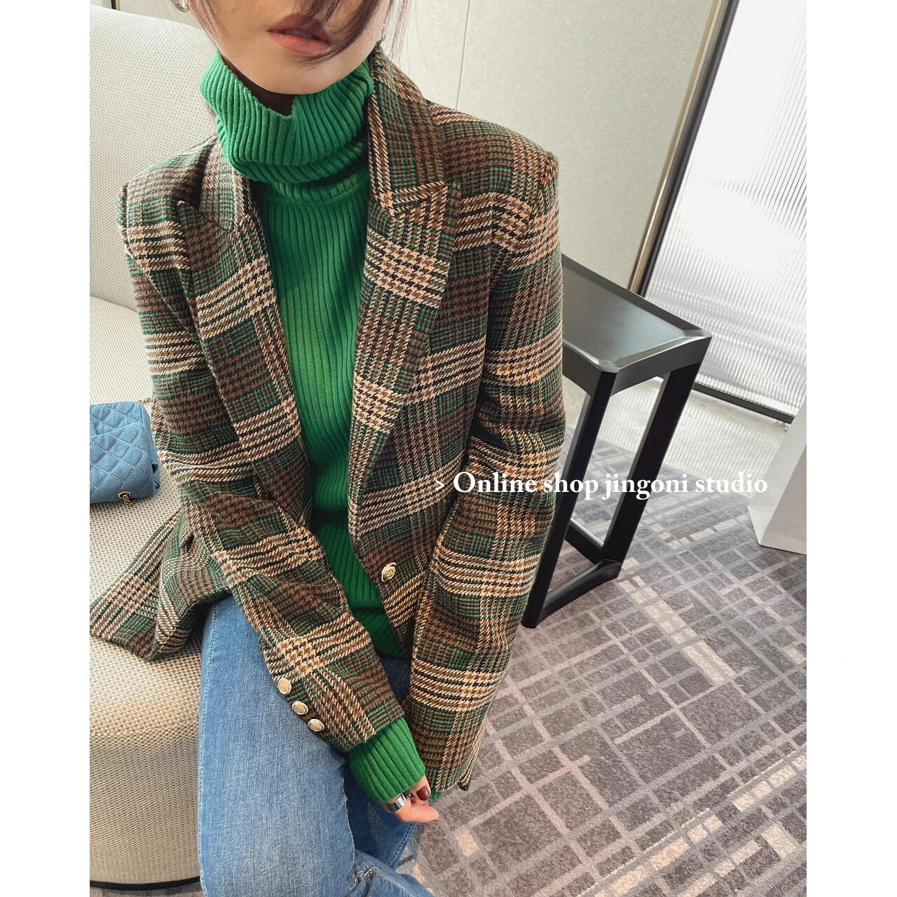 2022 Woman New Oem Woolen Plaid Blazers Suits Coats Jackets Tailoring Fashion Chic Elegant New Collection Stylish Clothes Parkas