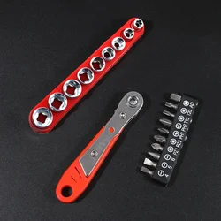 Right Angle Ratchet Wrench Screwdriver Socket Nut Set Metric Screw Driver Bit 1/4 Hexagon Handle Drive Torx Slot Hand Tools 90