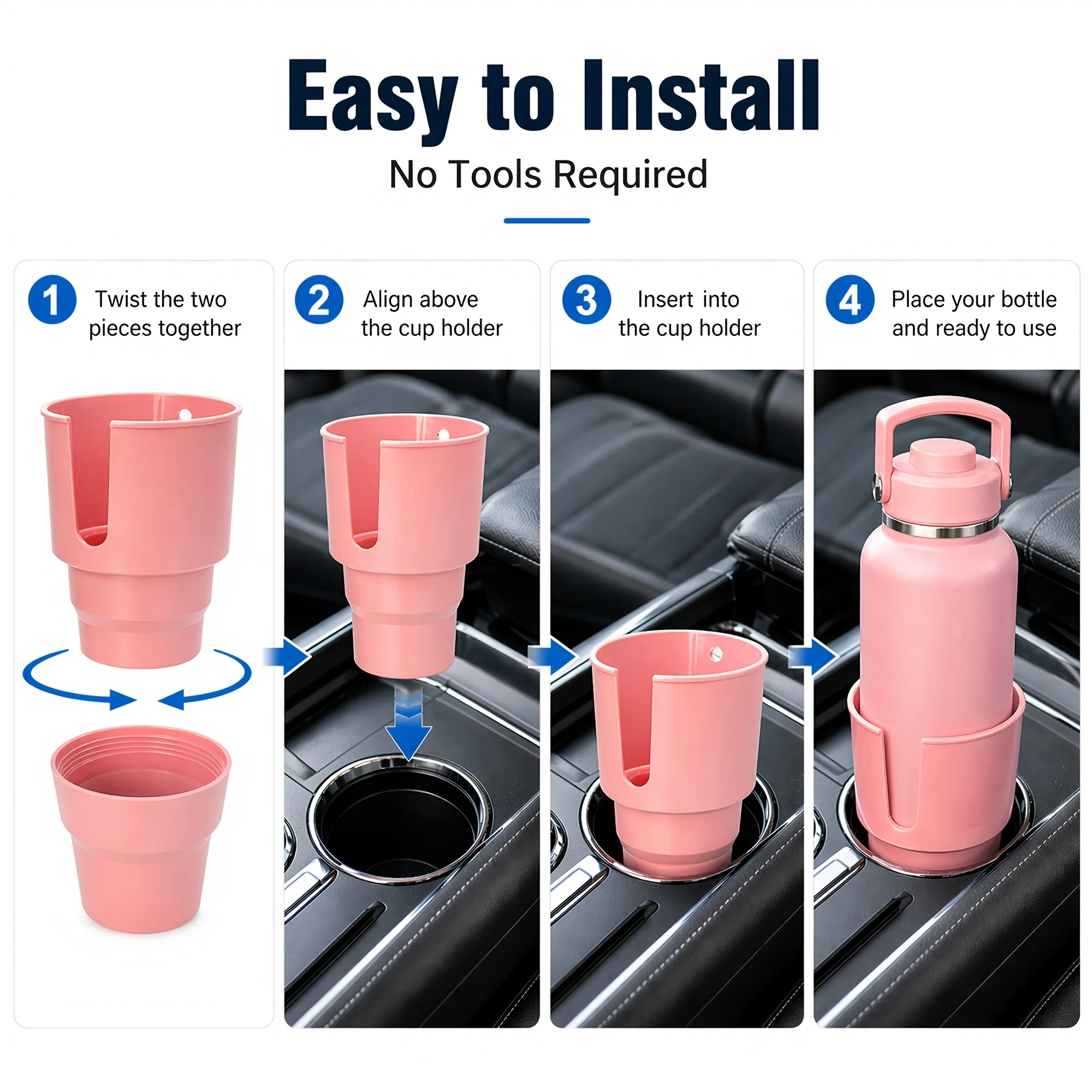 Auto-Getränkehalter-Erweiterungsadapter für 32 bis 40oz Flaschen, geformter Griff, Schlitze für Wobble-Getränkehalter, Becher, Reisebecher, Wasserflaschen – Detail 4